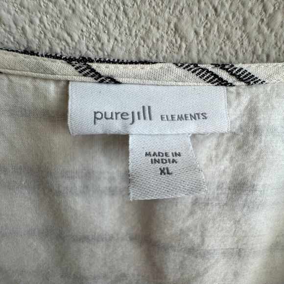 J Jill Striped Tiered Dress Sz XL Boho Coastal Grandma Cotton V-Neck Flowy - Picture 6 of 7